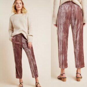 Anthropologie Tina + Jo : Josephine Velvet Tapered Trousers : Mauve pink, Size L